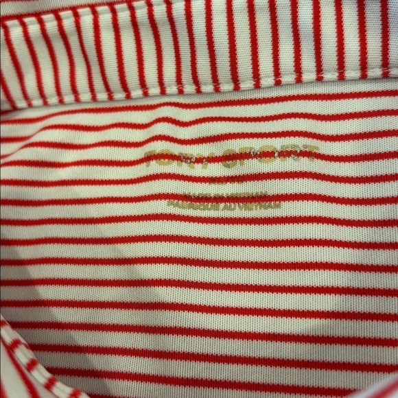 Toy Burch Sport Performance Striped Sleeveless Ruffle Polo Red & White XL Preppy - Picture 3 of 6